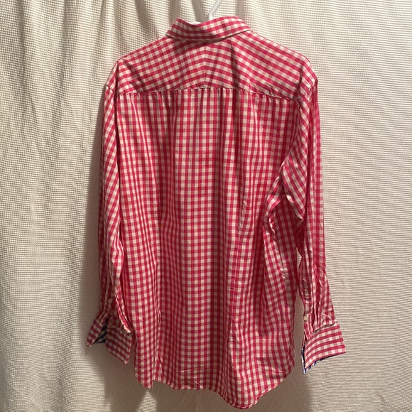 Pink and white plaid long sleeve button down shirt - Picture 2 of 7